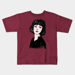 The Mysterious Dark Haired Lady Sketchbook Girl Drawing Kids T-Shirt